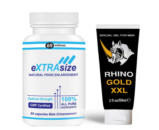 eXTRAsize за уголемяване на пениса 60капсули + Гел за увеличаване на пениса Rhino Gold Gel XXL мнения и цена с намаление от sex shop