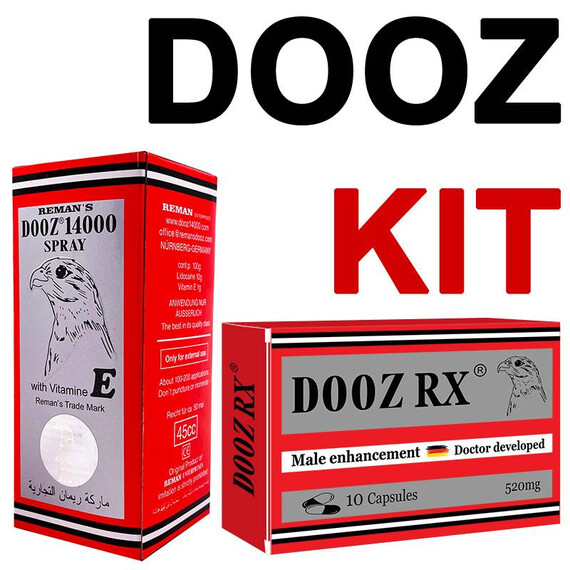 DOOZ KIT - DOOZ 14000 спрей за задържане + DOOZ Rx 10 капсули за ерекция  Задържащи