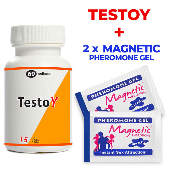 TestoY за Силна Ерекция 15 капсули + 2 бр. Magnetic Pheromone - гел парфюм за тяло  Ерекция